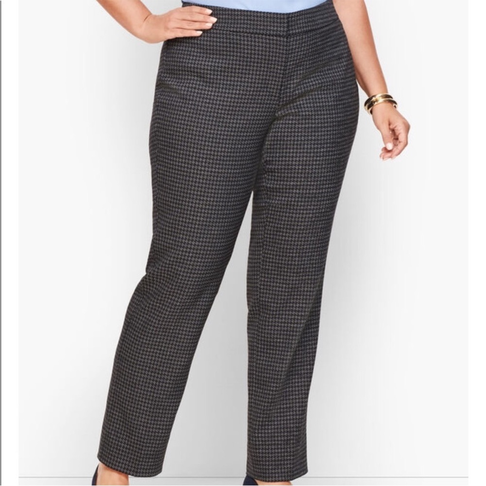 Talbots Houndstooth Tweed Straight Leg Career Pants Size 14